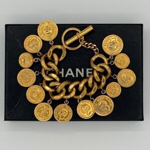 Chanel 70s Gold Coin Dangle Bracelet